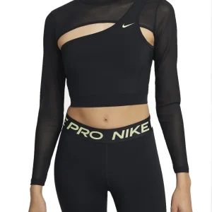Nike Pro Top corto a manica lunga - Nero/Nero/Light
