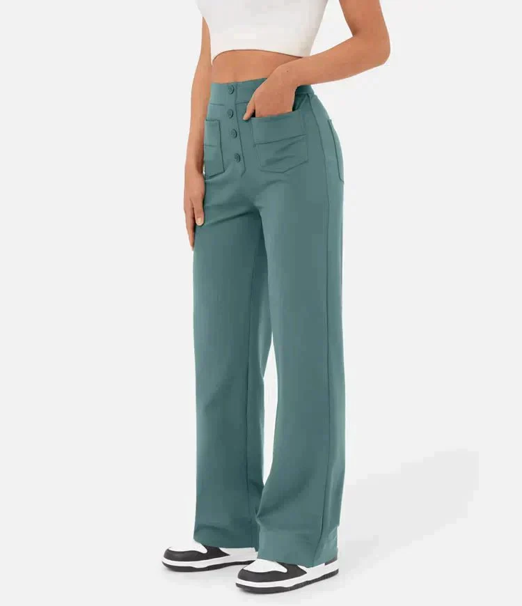 Sara - Pantaloni Chic in Cotone a Vita Alta - immagine 4